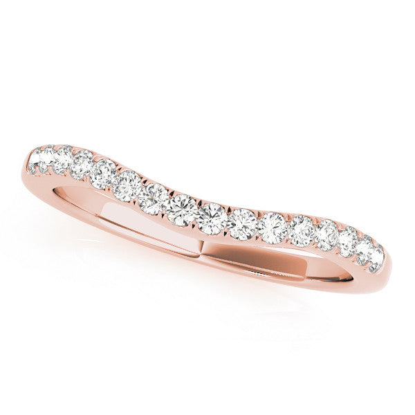 Rose gold Pavé Round Diamond Curved Band with Shared Prong Setting