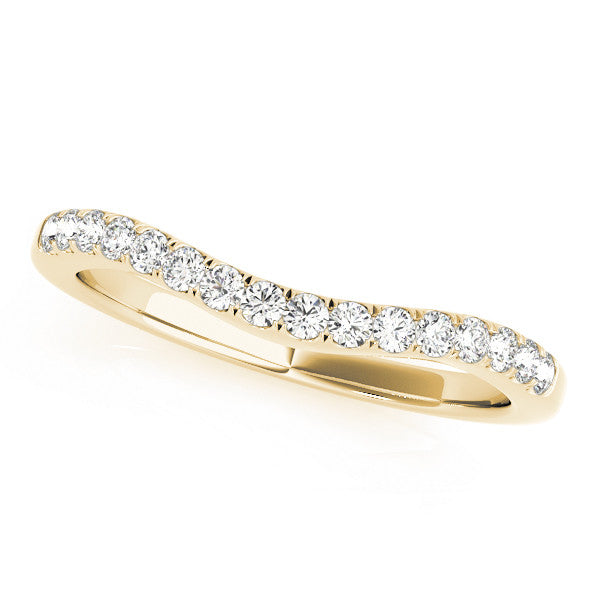 Yellow gold Pavé Round Diamond Curved Band with Shared Prong Setting