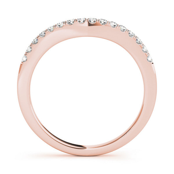 Rose gold Pavé Round Diamond Curved Band with Shared Prong Setting