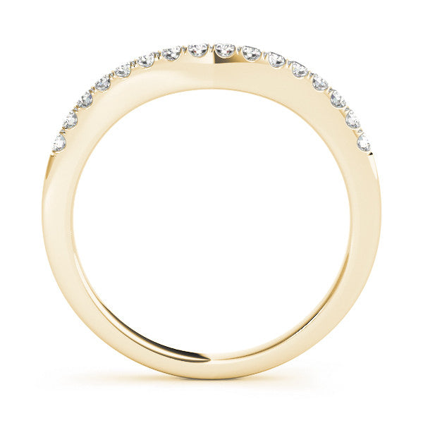 Yellow gold Pavé Round Diamond Curved Band with Shared Prong Setting