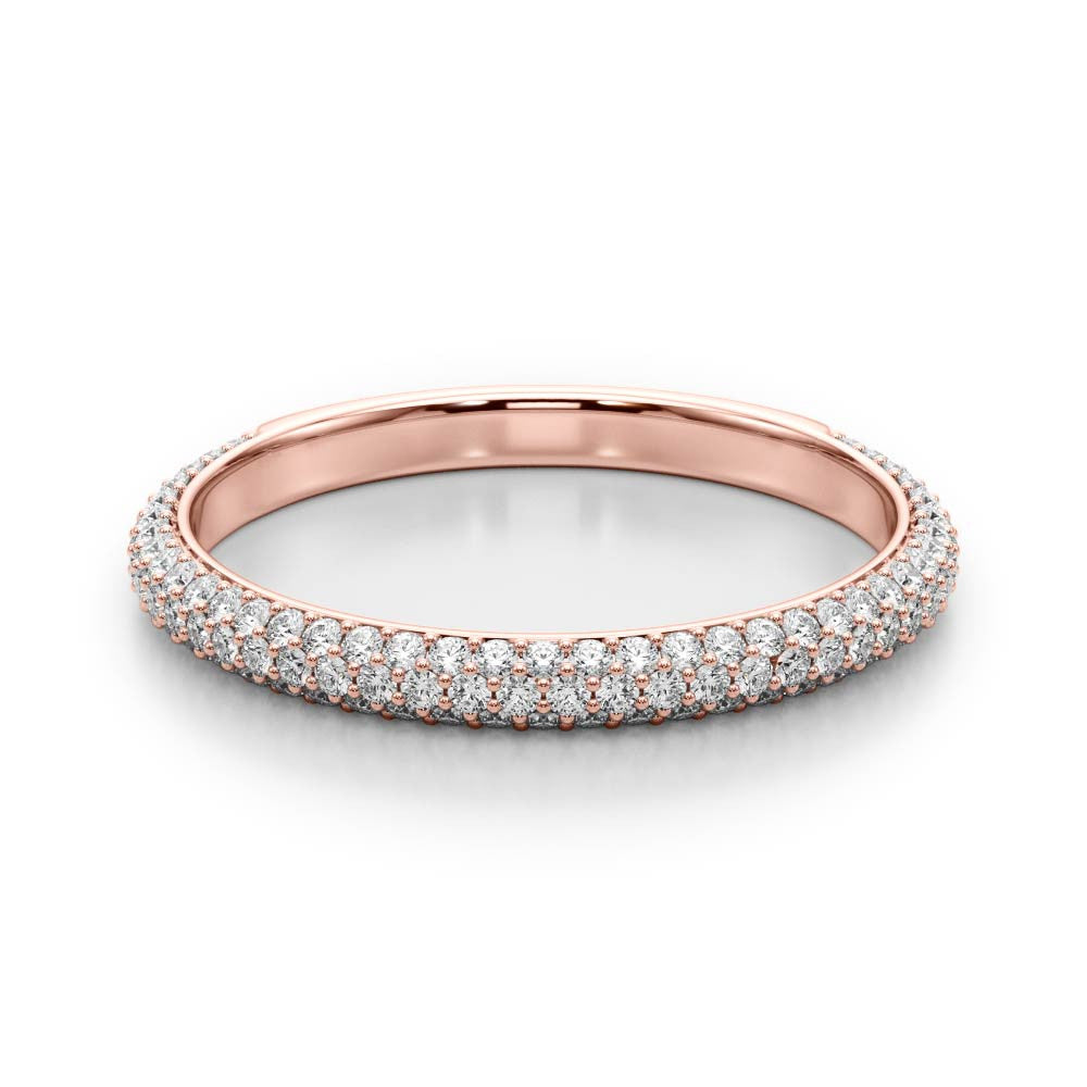 Rose gold Three-Row Round Diamond Pavé Eternity Band