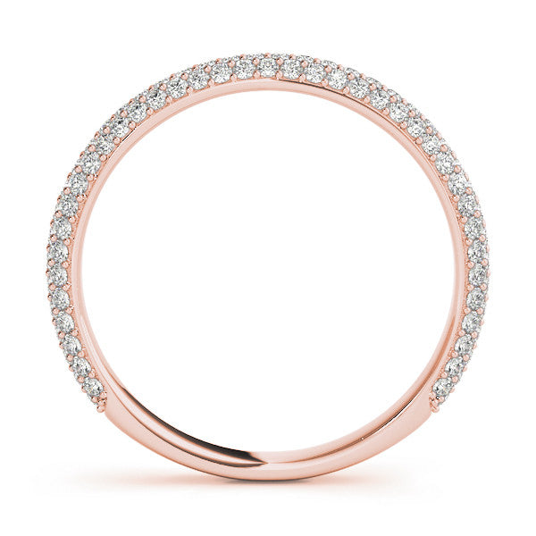 Rose gold Three-Row Round Diamond Pavé Eternity Band