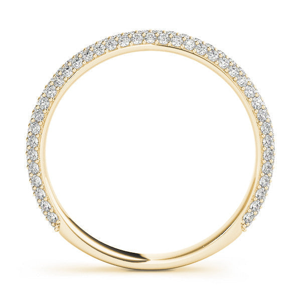 Yellow gold Three-Row Round Diamond Pavé Eternity Band