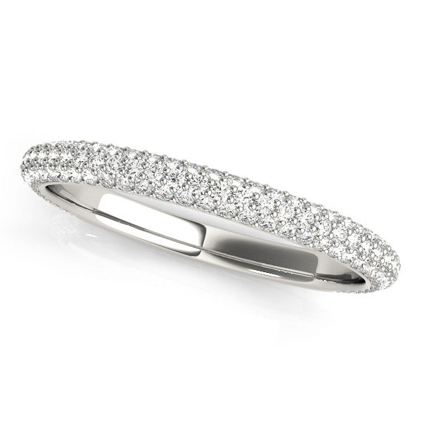 White gold Three-Row Round Diamond Pavé Eternity Band