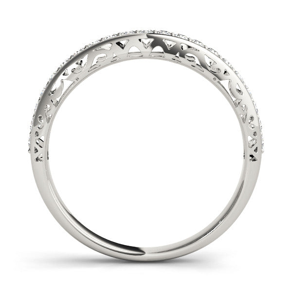 Platinum Round Diamond Channel Set Eternity Band with Filigree Detailing