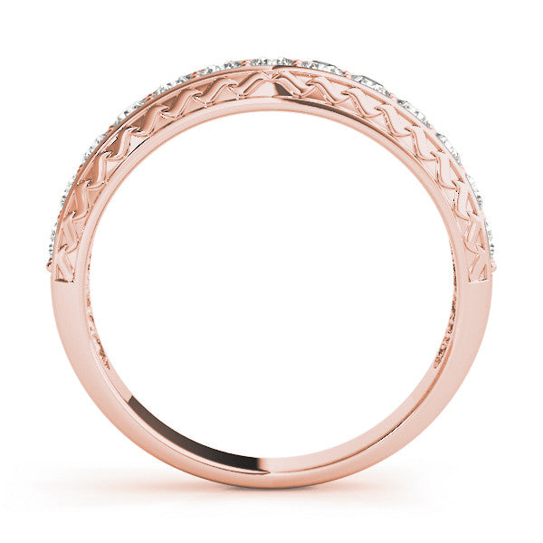 Rose gold Round Diamond Channel Set Milgrain Eternity Band
