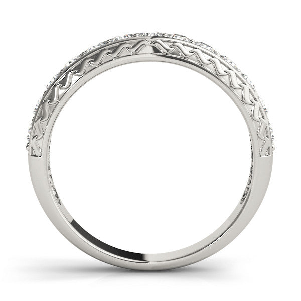 White gold Round Diamond Channel Set Milgrain Eternity Band
