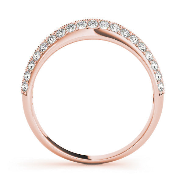 Rose gold Round Diamond Pave Eternity Band with Milgrain Edging