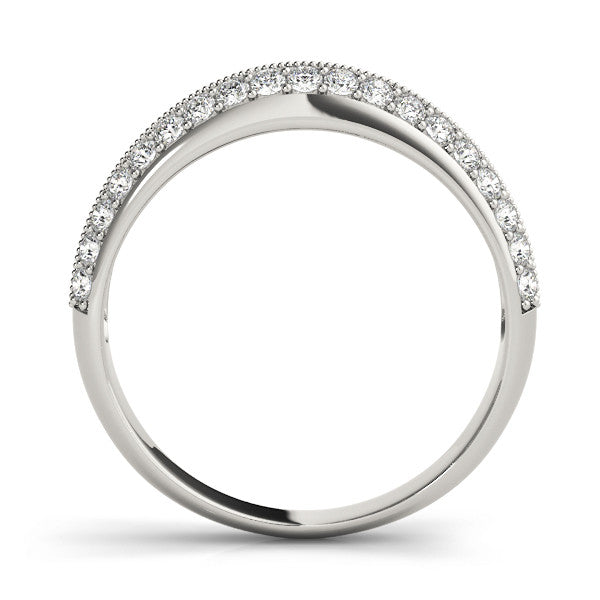 White gold Round Diamond Pave Eternity Band with Milgrain Edging