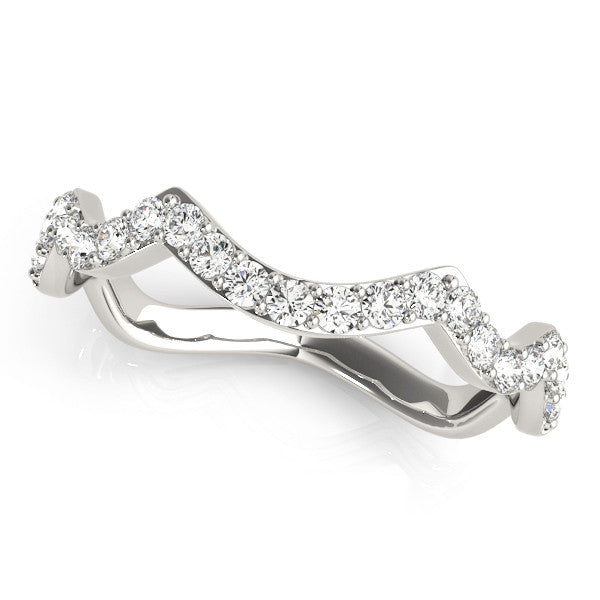 Silver Round Diamond Pavé Zigzag Eternity Band