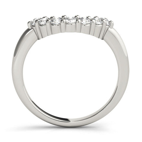 White gold Curved Round Diamond Pave Band with Prong Setting