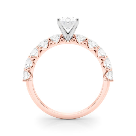 Rose gold Oval Diamond Prong Setting with Side Stones on a Pave Band