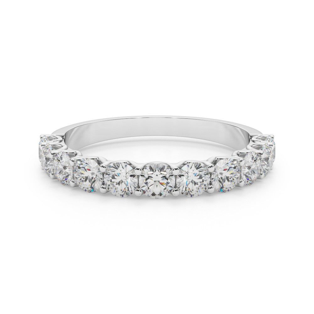 Silver Round Diamond Shared Prong Eternity Band