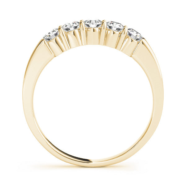 Yellow gold Five-Stone Round Diamond Channel Set Band with Shared Prong Setting
