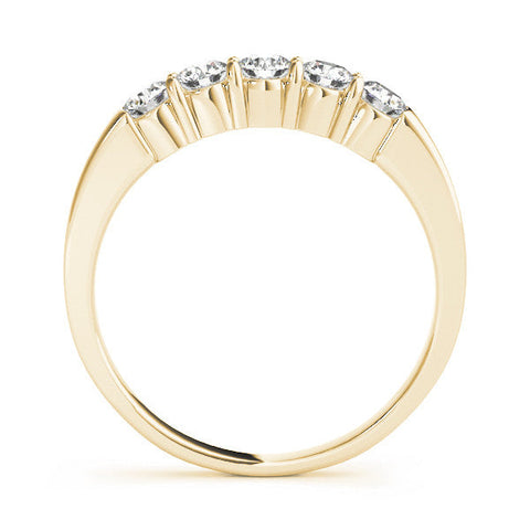 Yellow gold Five-Stone Round Diamond Channel Set Band with Shared Prong Setting