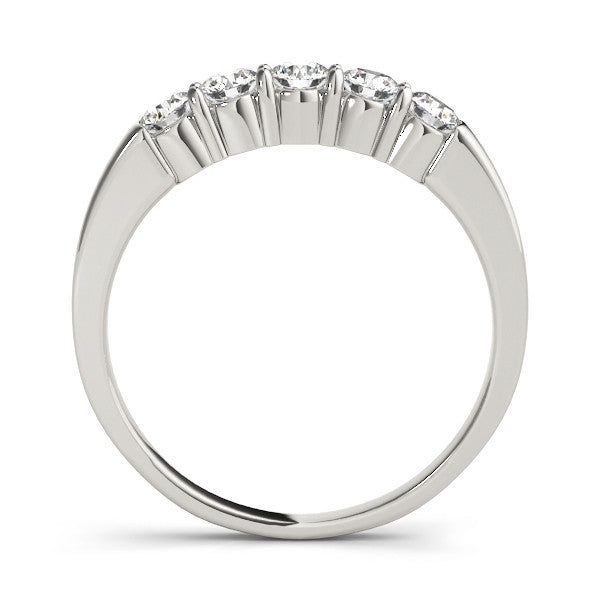 White gold Five-Stone Round Diamond Channel Set Band with Shared Prong Setting