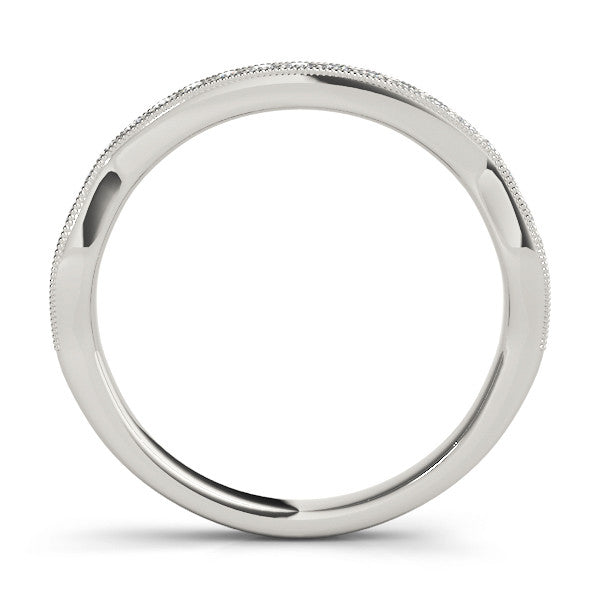 White gold Milgrain Channel-Set Round Diamond Contour Band