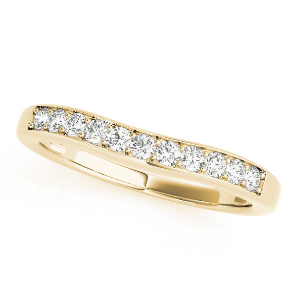 Yellow gold Channel Set Round Diamond Curved Band