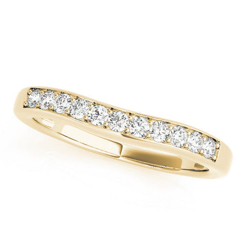 Yellow gold Channel Set Round Diamond Curved Band