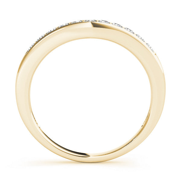 Yellow gold Channel Set Round Diamond Curved Band