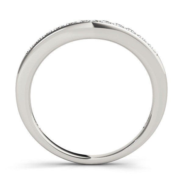 White gold Channel Set Round Diamond Curved Band