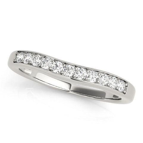 Platinum Channel Set Round Diamond Curved Band