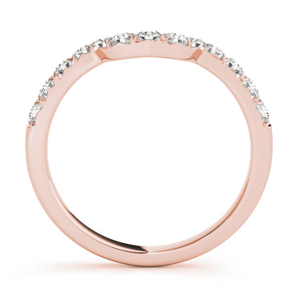 Rose gold Round Diamond Wavy Eternity Band with Prong Setting
