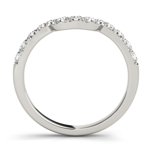 Silver Round Diamond Wavy Eternity Band with Prong Setting