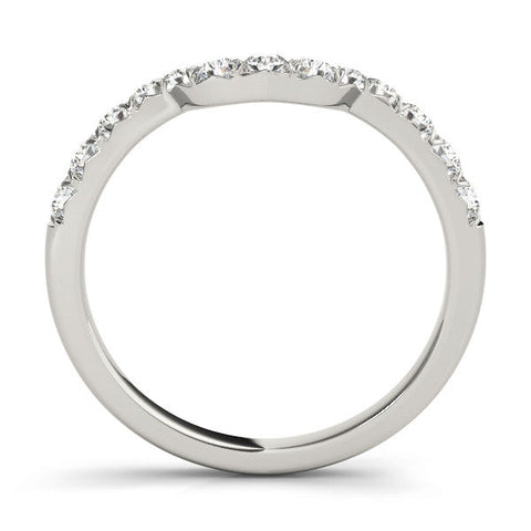Silver Round Diamond Wavy Eternity Band with Prong Setting