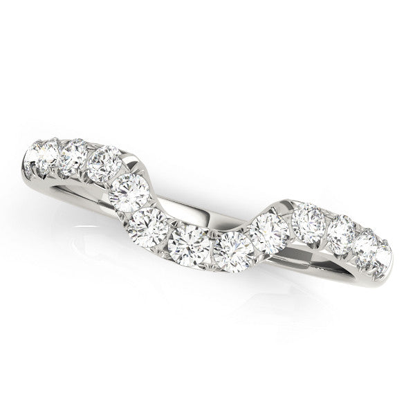 Platinum Round Diamond Wavy Eternity Band with Prong Setting