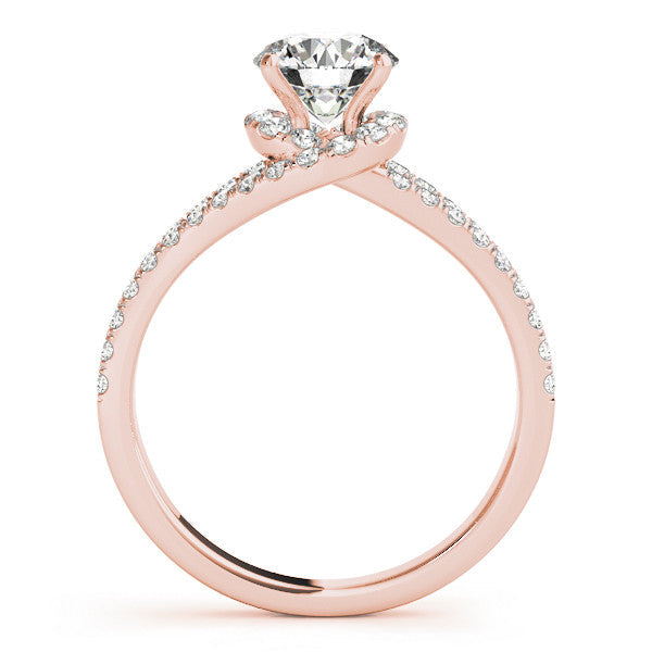 Rose gold Round Cut Solitaire Diamond with Pavé Twist Band and Four-Prong Setting
