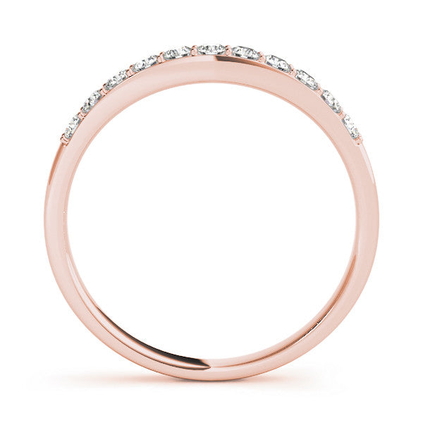 Rose gold Round Diamond Channel Set Curved Wedding Band