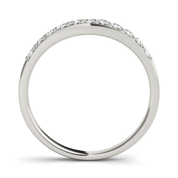 White gold Round Diamond Channel Set Curved Wedding Band
