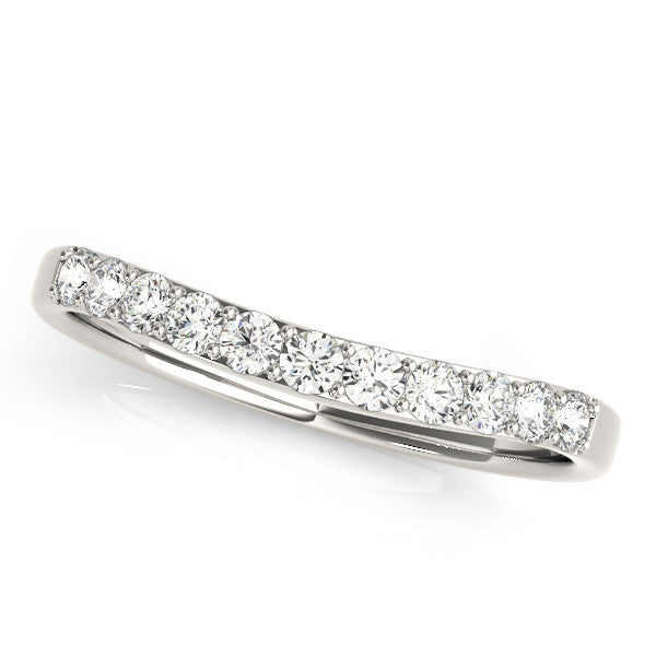 White gold Round Diamond Channel Set Curved Wedding Band