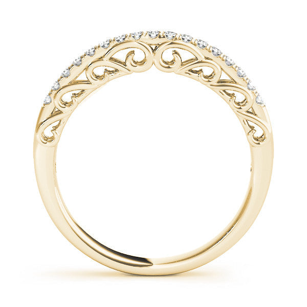 Yellow gold Round Cut Diamond Prong Set Eternity Band