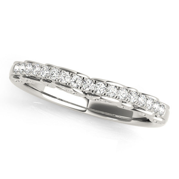Silver Round Cut Diamond Prong Set Eternity Band