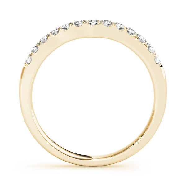 Yellow gold Round Diamond Pavé Curved Eternity Band with Shared Prong Setting