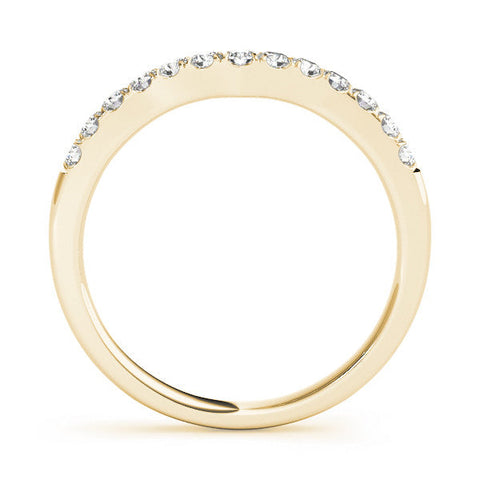 Yellow gold Round Diamond Pavé Curved Eternity Band with Shared Prong Setting