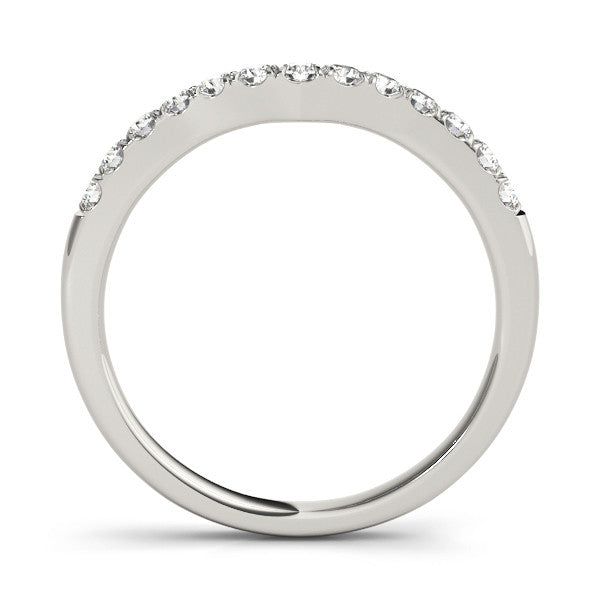 White gold Round Diamond Pavé Curved Eternity Band with Shared Prong Setting