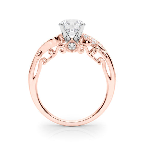Rose gold Fancy Yellow Heart cut Solitaire with Milgrain Pave Band and Four-Prong Setting