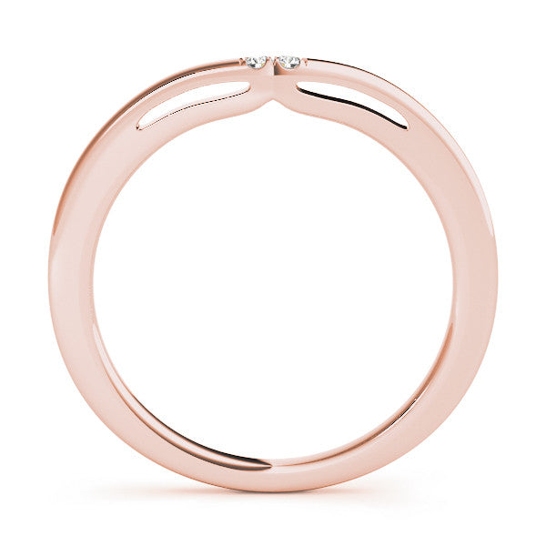 Rose gold Round Diamond Bypass Solitaire Band with Bezel Setting
