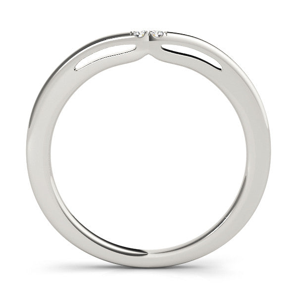 Silver Round Diamond Bypass Solitaire Band with Bezel Setting