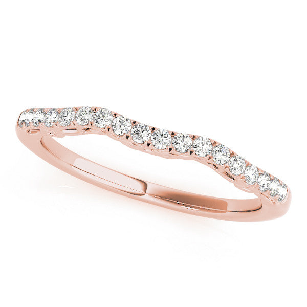 Rose gold Curved Diamond Pavé Round Eternity Band with Shared Prong Setting