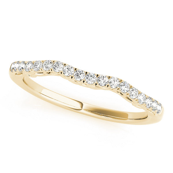 Yellow gold Curved Diamond Pavé Round Eternity Band with Shared Prong Setting