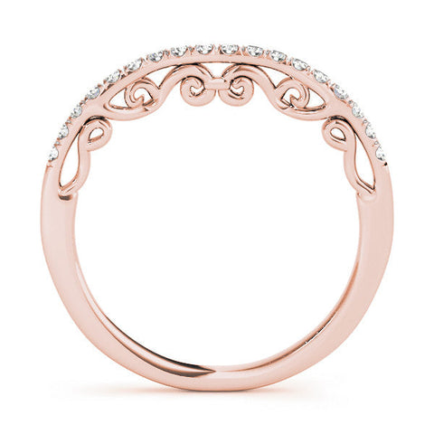 Rose gold Curved Diamond Pavé Round Eternity Band with Shared Prong Setting