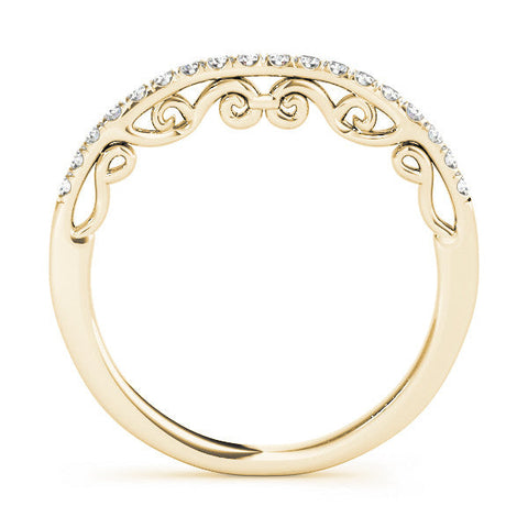 Yellow gold Curved Diamond Pavé Round Eternity Band with Shared Prong Setting