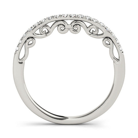White gold Curved Diamond Pavé Round Eternity Band with Shared Prong Setting