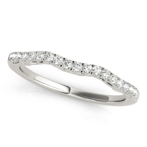White gold Curved Diamond Pavé Round Eternity Band with Shared Prong Setting