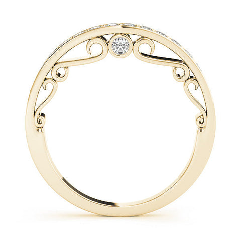 Yellow gold Channel Set Round Diamond Contoured Band