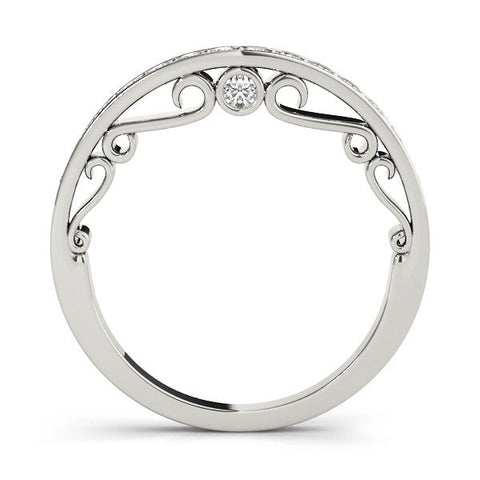 Platinum Channel Set Round Diamond Contoured Band